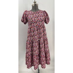 ASOS DESIGN Petite midi tiered smock dress in pink floral print 4 p